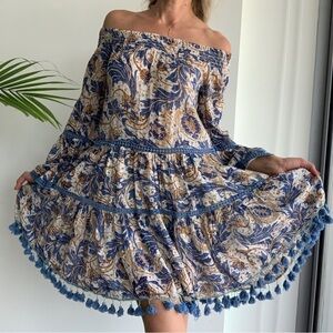 Gipsy Queen Barok Paris Women’s Bohemian Pom Pom dress, size S/M